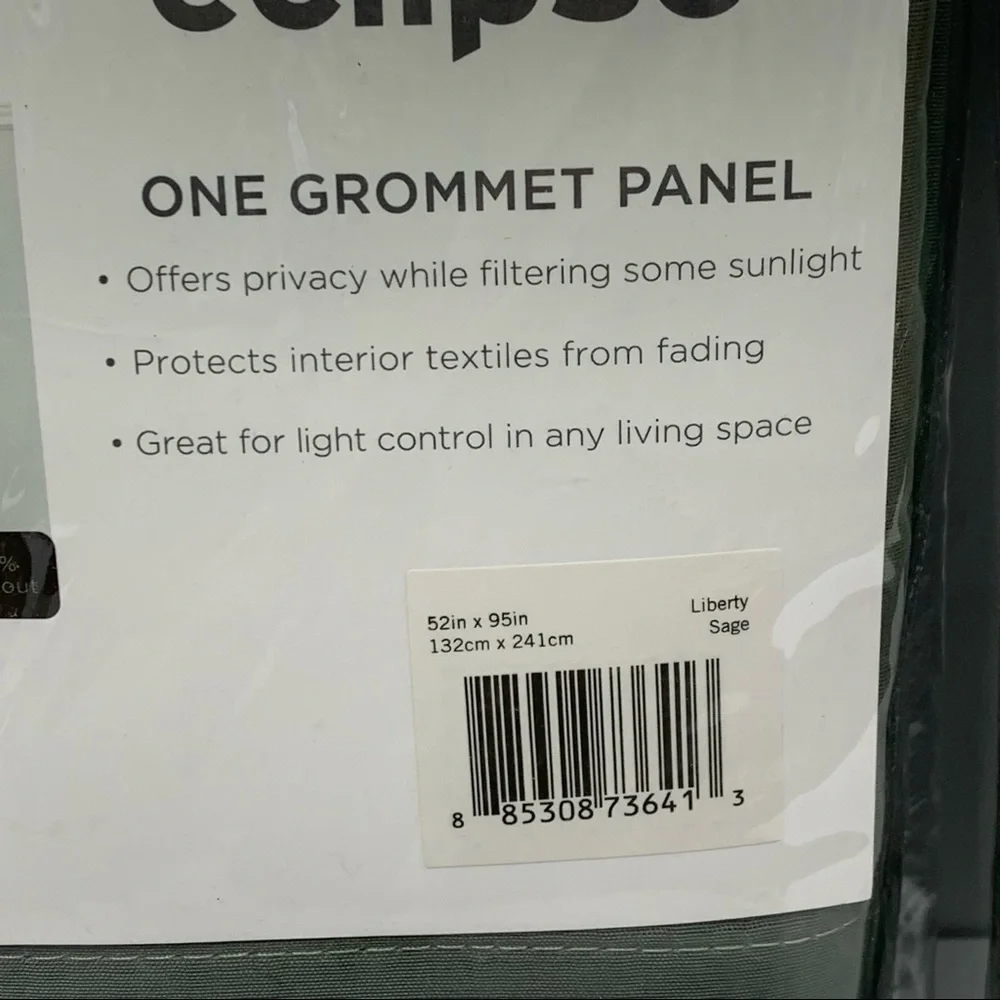 ECLIPSE Liberty Sage Green Light Filtering Sheer Curtain Panel 52 x 95 NEW NWT